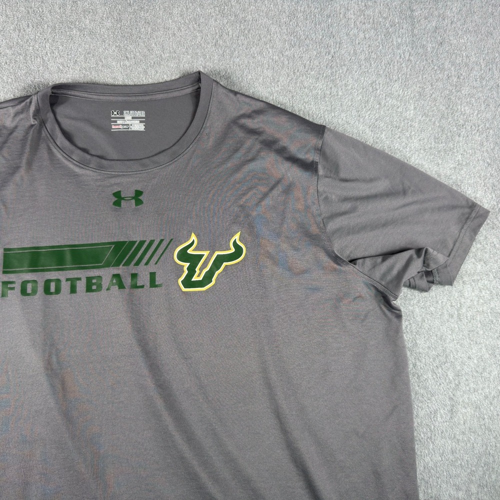 Under Armour USF Bulls Football HeatGear Loose T Shirt Mens 3XL Gray Athletic